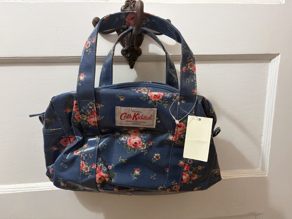 Cath Kidston Blue Handbag Cotton Multicolor Flowers Pattern